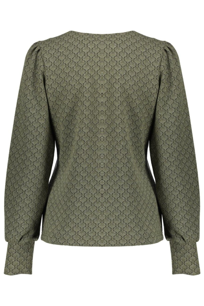 TOP MET V HALS EN JACQUARD PRINT 52530 20 000530 GREEN/BLACK